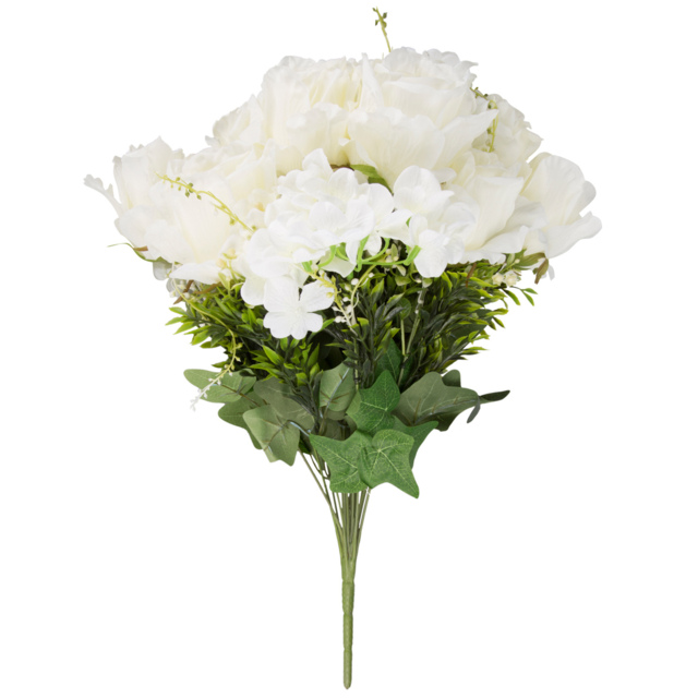 White Rose Hydrangea Artificial Flower Bunch