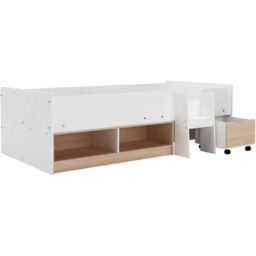 Kidsaw Single White and Oak Cabin Bed with Cubes and Pullout Drawer - thumbnail 2