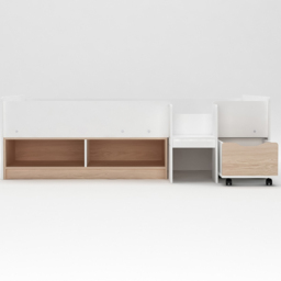 Kidsaw Single White and Oak Cabin Bed with Cubes and Pullout Drawer - thumbnail 4