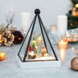 Xmas Haus Multicolour Triangle Hurricane Glass Holder with Gonk Scene - thumbnail 4