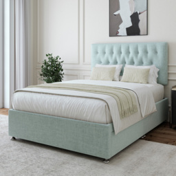 Bedmaster Single Duck Egg Linen 2 Drawer Divan Base with Lona Headboard