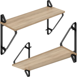 tectake Irvine Set of 2 Light Wood Oak Sonoma Wall Shelf
