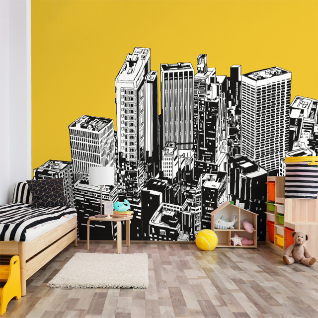 Origin Murals Urban City Skyscrapers Gold Wall Mural - image 1
