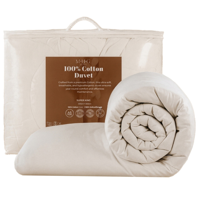 MHG Living White Super King Size Spring Summer Cotton Duvet 4.5 Tog - image 1