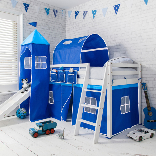 Noa and Nani Moro White Cabin Bed with Slide and Tent - image 1