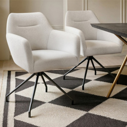SOLACE+CO Isla Cream Chenille Swivel Dining Chair Set of 2