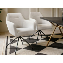 SOLACE+CO Isla Cream Chenille Swivel Dining Chair Set of 2 - thumbnail 4