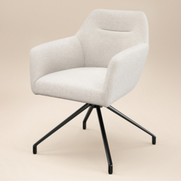 SOLACE+CO Isla Cream Chenille Swivel Dining Chair Set of 2 - thumbnail 3