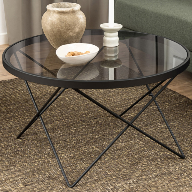 Florence Cuxton Black Smoked Glass Top Coffee Table - image 1