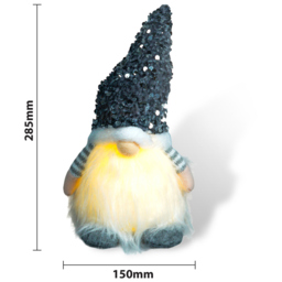 Xmas Haus Light Up Gonk Silver Sequin Hat Christmas Decoration 20cm - thumbnail 4