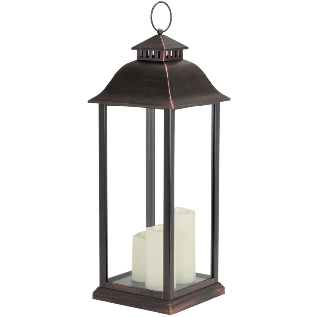 Brushed Black Copper Triple LED Lantern - image 1