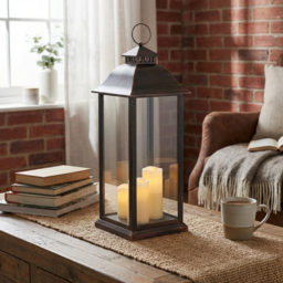 Brushed Black Copper Triple LED Lantern - thumbnail 3