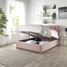 Catherine Lansfield Utopia Super King Blush Velvet Ottoman Wing Bed - thumbnail 3