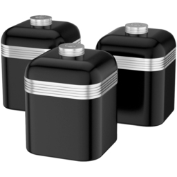 Swan Retro 3 Piece Black Canisters