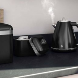 Swan Retro 3 Piece Black Canisters - thumbnail 2