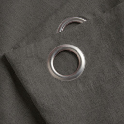 Alan Symonds Linen Look Blackout Ring Top Eyelet Curtains Charcoal 161 x 183cm - thumbnail 2