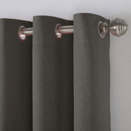 Alan Symonds Linen Look Blackout Ring Top Eyelet Curtains Charcoal 161 x 183cm - thumbnail 3