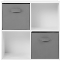 Jane 4 Shelf White Cube Storage Unit with Basket - thumbnail 3
