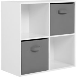 Jane 4 Shelf White Cube Storage Unit with Basket - thumbnail 2