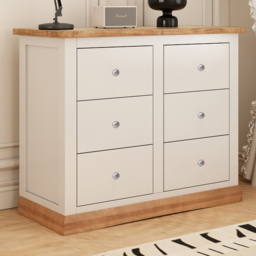 Cabinet Bits Trevi 6 Drawer Off White Chest of Drawers with Chrome Knob