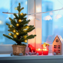 StarBright Pre Lit Warm White Mini Artificial Christmas Tree 2ft - thumbnail 2