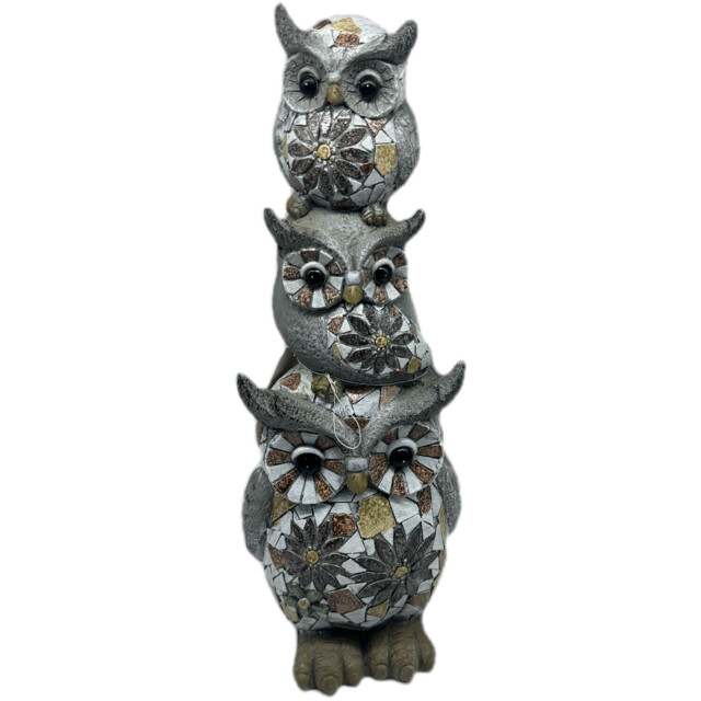 Multicolour Mosaic Owl Stack Decoration