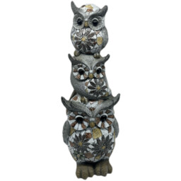 Multicolour Mosaic Owl Stack Decoration