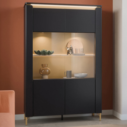 Furniture To Go Genoa Vitrin 2 Door Black Cabinet
