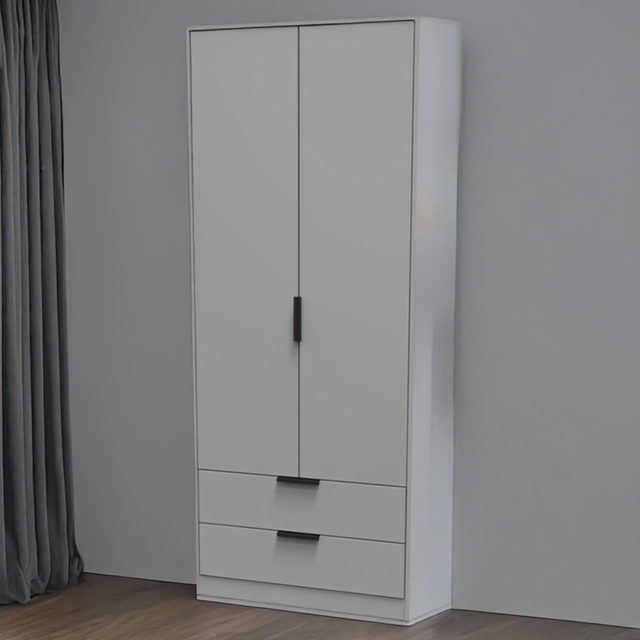 Crowndale Diego 2 Door 2 Drawer Dusk Grey Tall Wardrobe Ready Assembled - image 1