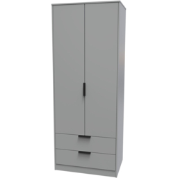 Crowndale Diego 2 Door 2 Drawer Dusk Grey Tall Wardrobe Ready Assembled - thumbnail 3