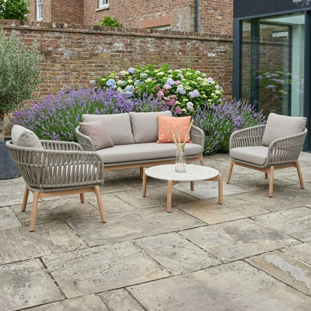 Norfolk Collection Modesto Natural Sand and Brown Thick Rope Weave 4 Seater Outdoor Lounge Set - image 1