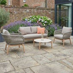 Norfolk Collection Modesto Natural Sand and Brown Thick Rope Weave 4 Seater Outdoor Lounge Set