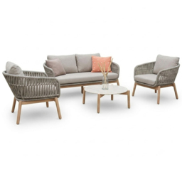 Norfolk Collection Modesto Natural Sand and Brown Thick Rope Weave 4 Seater Outdoor Lounge Set - thumbnail 2