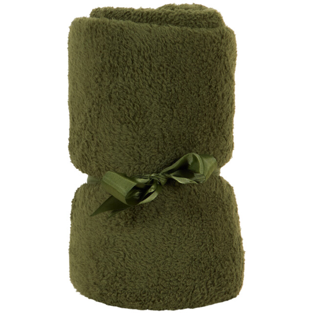 Teddy Fleece Plain Throw - Olive - image 1