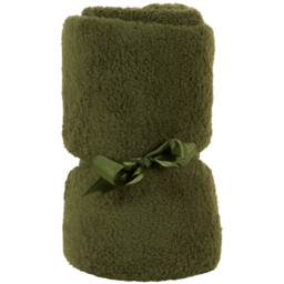 Teddy Fleece Plain Throw - Olive