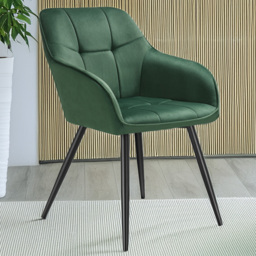 tectake Marilyn Dark Green and Black Velvet Look Quilted Dining Chair Set of 6