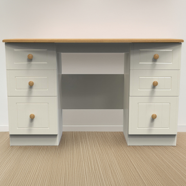 Crowndale Warwick Cream Ash and Oak 6 Drawer Vanity Desk - image 1