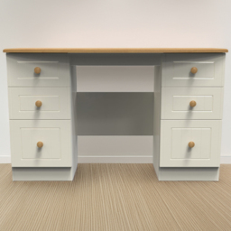 Crowndale Warwick Cream Ash and Oak 6 Drawer Vanity Desk