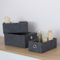 JVL Shadow Rectangular Fabric Storage Baskets 3 Pack - thumbnail 2