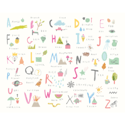Origin Murals Children's Alphabet Illustrations Pink Wall Mural - thumbnail 2