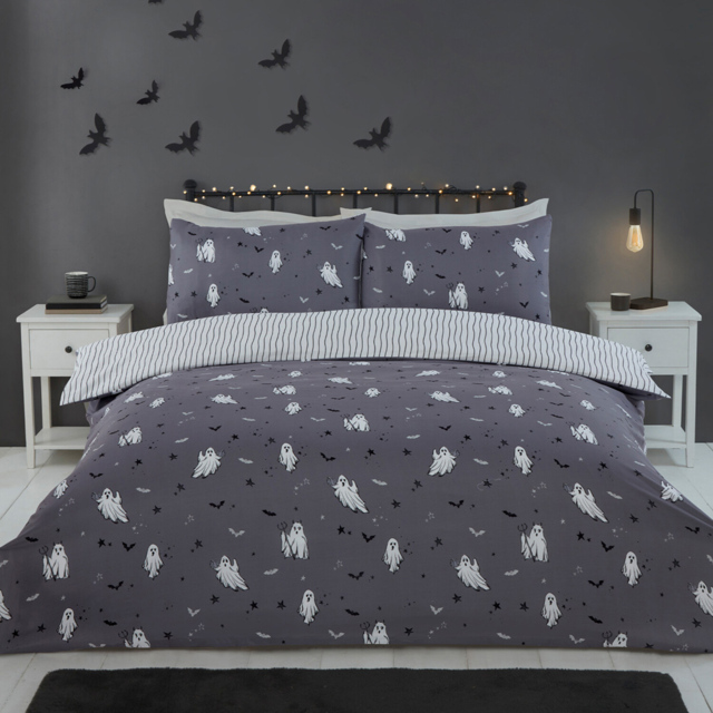 Ghostly Ghouls Duvet Set Grey Single - image 1