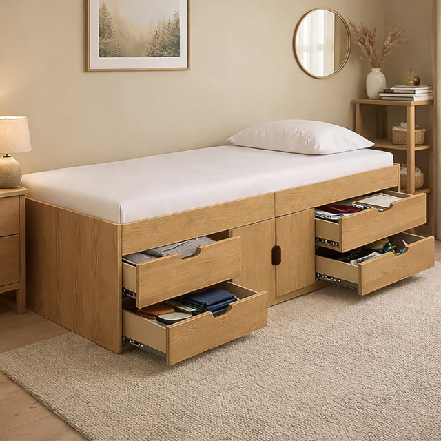 Kidsaw Captains Single Oak Cabin Bed with Storage - image 1
