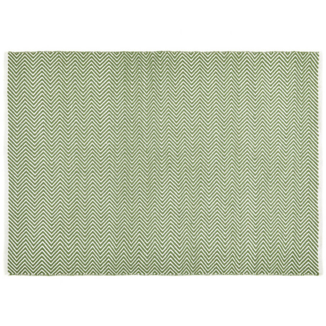 Hug Rug Dark Green Herringbone Woven Rug 80 x 150cm - image 1