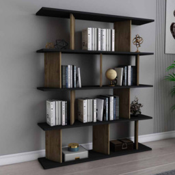 Decorotika Grace Black and Oud Oak 4 Tier Bookshelf