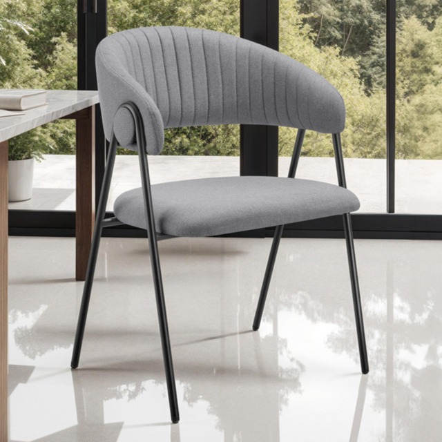 tectake Bedano Set of 2 Grey Padded Dining Chairs - image 1