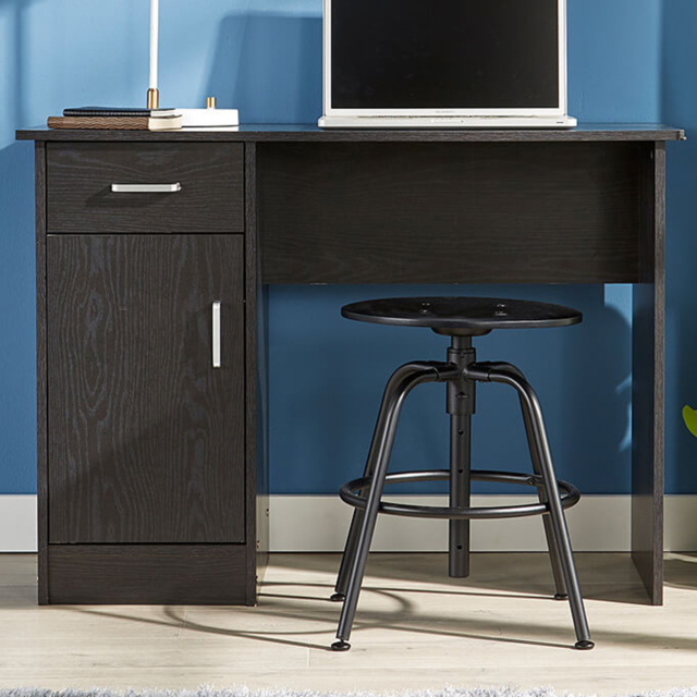 Home Source Tyler Black Single Drawer Computer Desk with Storage Cupboard - image 1