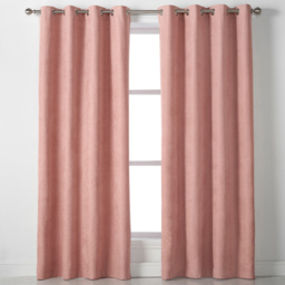 Alan Symonds Velvet Chenille Ring Top Eyelet Curtains Blush 142 x 137cm