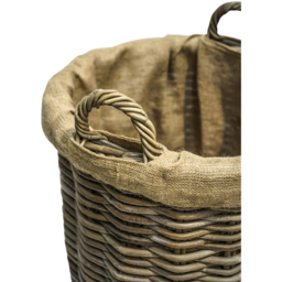 Ivyline Wicker Round Lined Natural Log Basket Set of 2 - thumbnail 3
