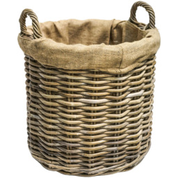 Ivyline Wicker Round Lined Natural Log Basket Set of 2 - thumbnail 2