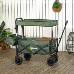 Outsunny Green Folding Beach Trolley Cart - thumbnail 2